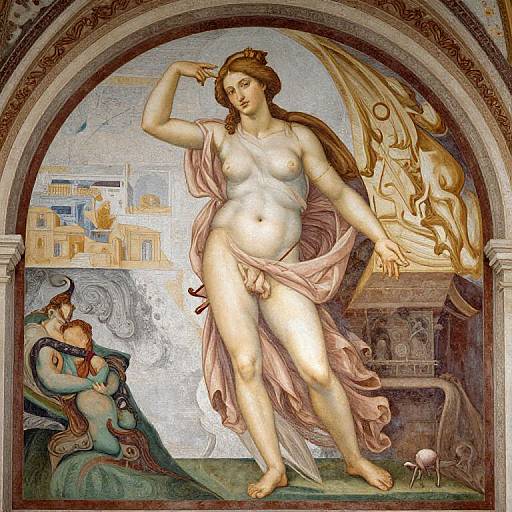 Postmodern Brunette Fresco Art