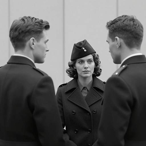 Monochrome Portrait of Three Figures