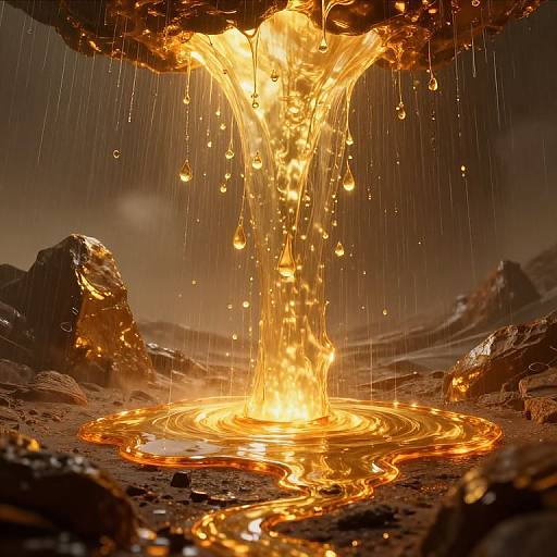 Surreal Golden Martian Landscape