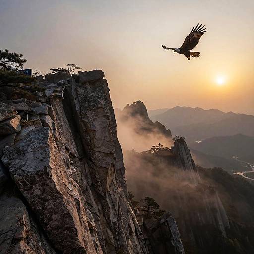 Dramatic Sunrise Mountain Cliff Landscape