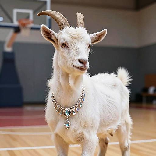 Regal Ethereal Goat on Basketball Court