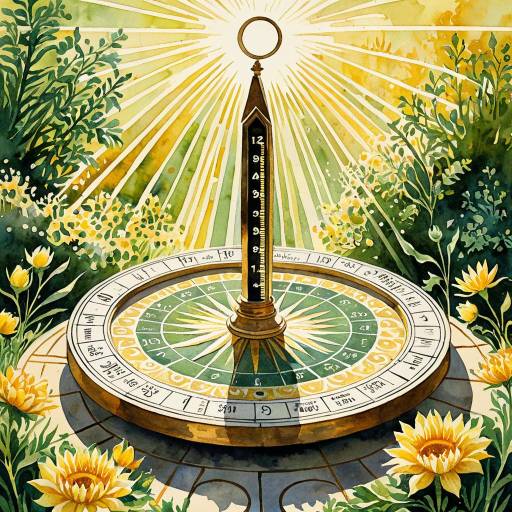 Watercolor Sundial with Floral Patterns