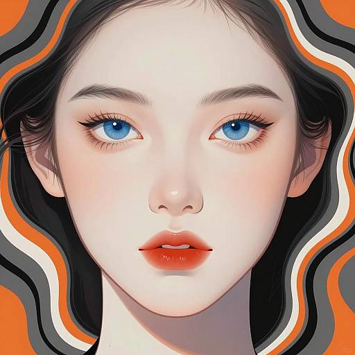 Digital Portrait of Woman with Intense Blue Eyes