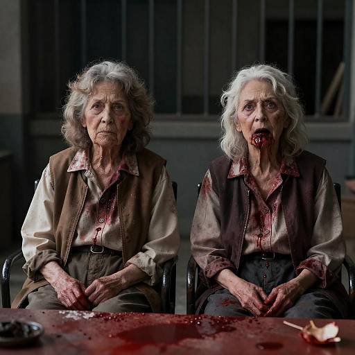 Elderly Women in a Dark Setting