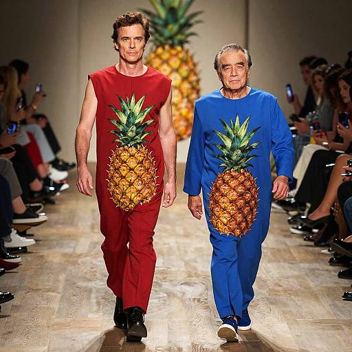 Fashion Models in Pineapple Print Outfits on Runway