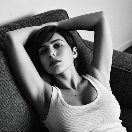 Monochrome Portrait of Relaxed Woman on Couch