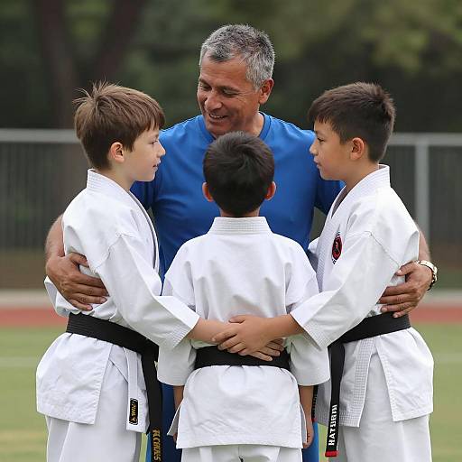 Karate Coach with Young Students
