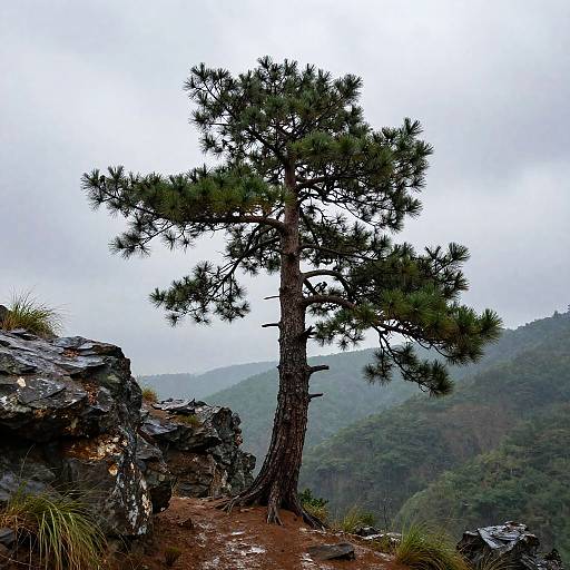 Pine Tree on Mountain Cliff