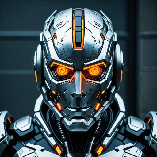 Futuristic Cyborg with Glowing Orange Eyes