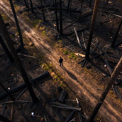 Aerial View of a Charred Forest Scene