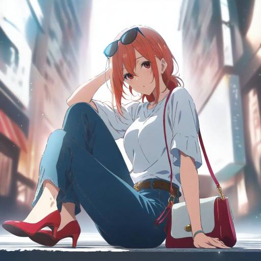 Fashionable Girl in Denim and Heels