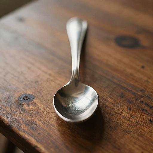 Upside Down Spoon on Vintage Table