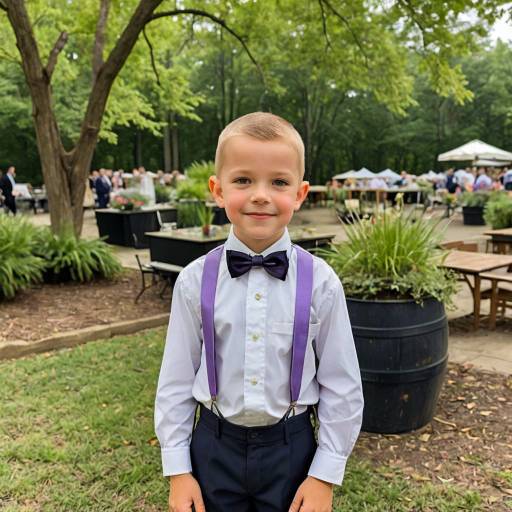 Young Boy in Formal Outfit at Outdoor Event