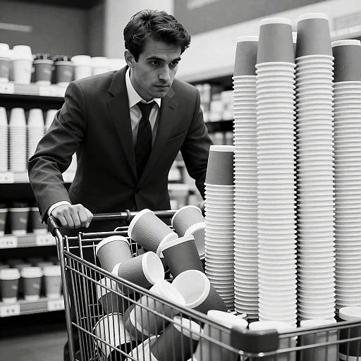 Focused Gentleman With Coffee Cart