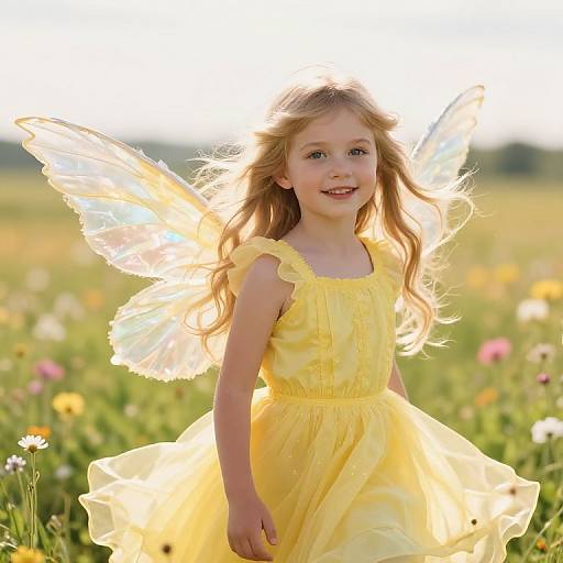 Young Fairy Girl in Sunny Meadow