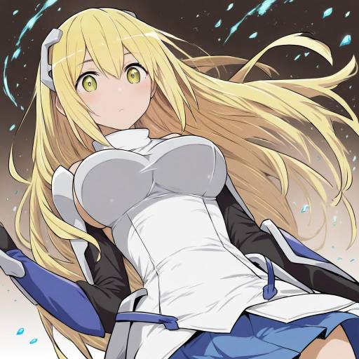 Illustration of Aiz wallenstein, dungeon ni deai wo motomeru no wa machigatteiru darou ka in the style of Himegi