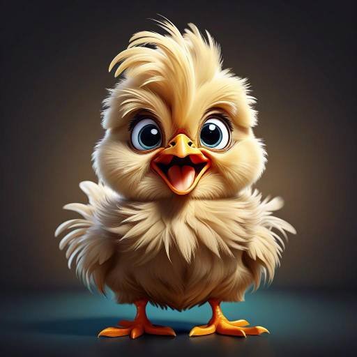 Joyful Cartoon Silkie Chicken Illustration