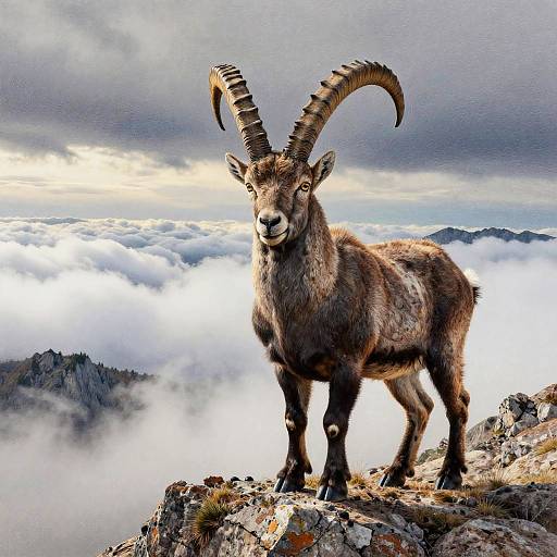 Elegant Alpine Ibex on Rocky Ridge