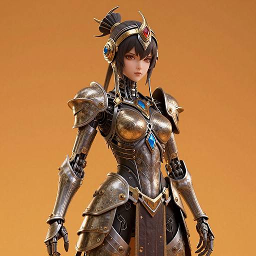 Biomechanical Anime Woman in Armor