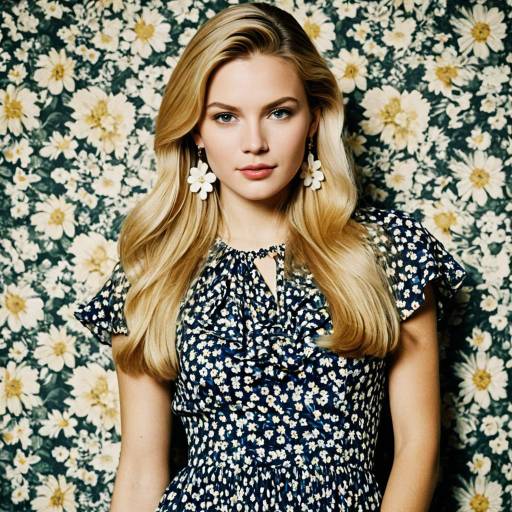 Vintage Floral Dress with Blonde Beauty