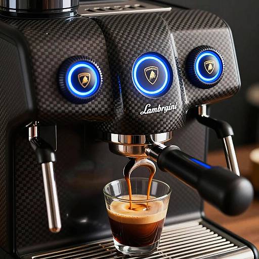 Futuristic Lamborghini Coffee Machine Close-up