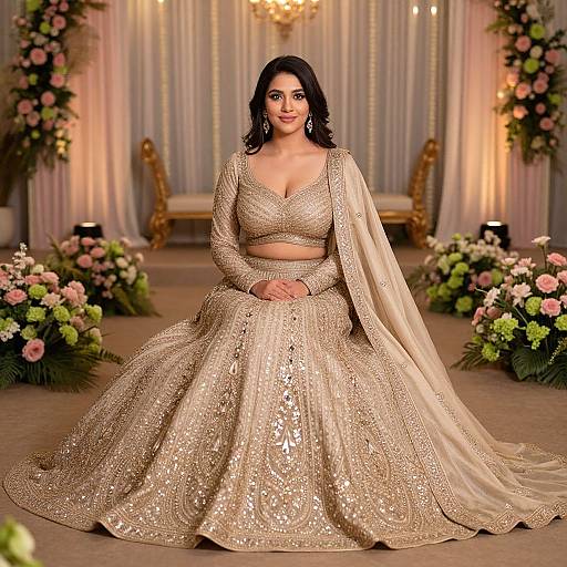 Elegant Indian Lehenga on Luxurious Terrace