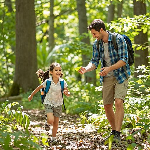 Joyful Father-Daughter Forest Adventure