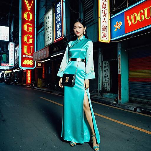 Vietnamese Model Metallic Ao Dai Editorial