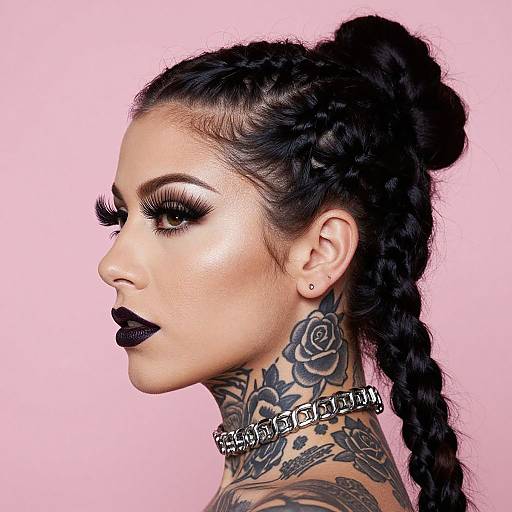 Dramatic Tattooed Woman Portrait