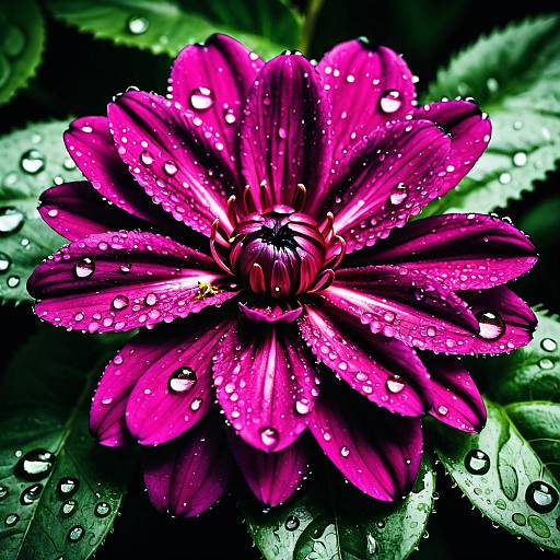Vibrant Magenta Flower with Water Droplets