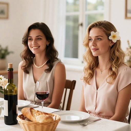 Intimate Dining Scene with Two Women