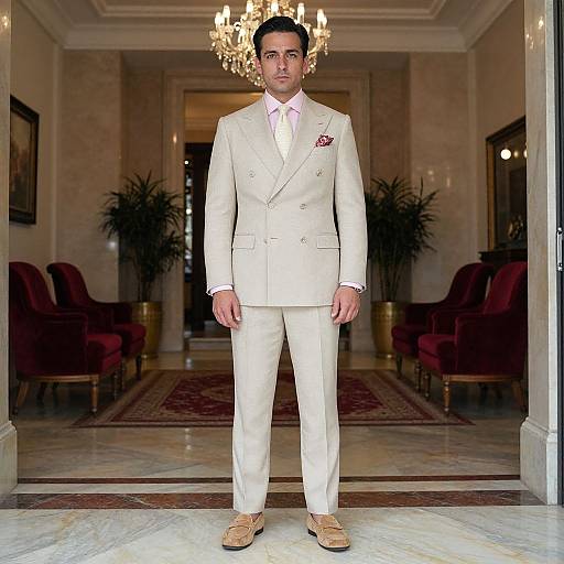 Elegant Man in Marble Foyer