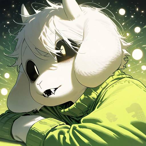 Illustration of Asriel dreemurr, undertale in the style of Mochirong