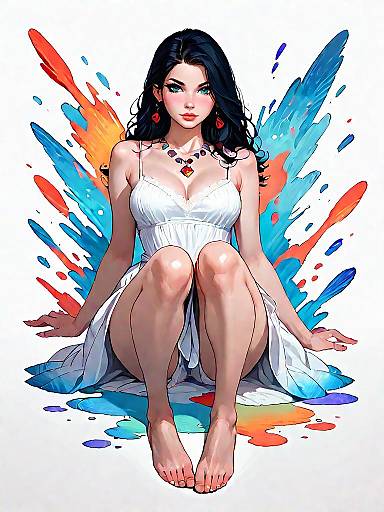 Realistic Woman in Summer Dress