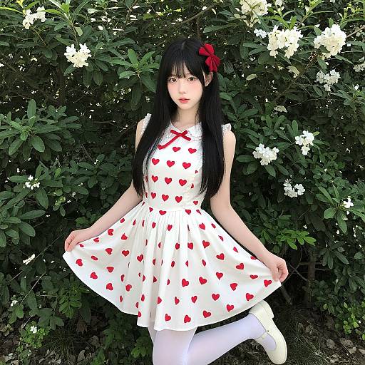 Young Woman in Heart Dress Portrait