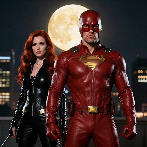 Superheroes Beneath the Moonlit Sky