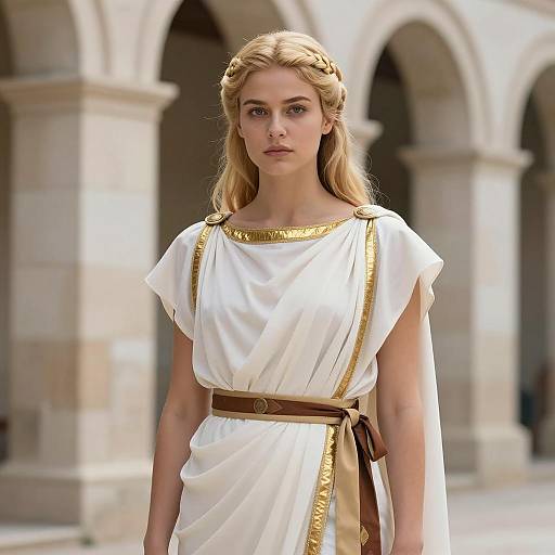 Young Woman in Ancient Greek-Inspired Toga