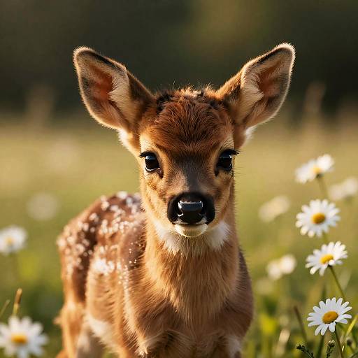 Hyperrealistic Baby Fawn in Meadow