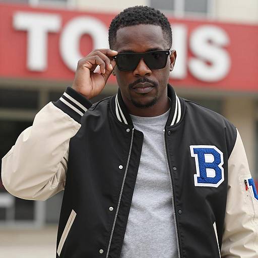 Stylish Black Man in Bomber Jacket
