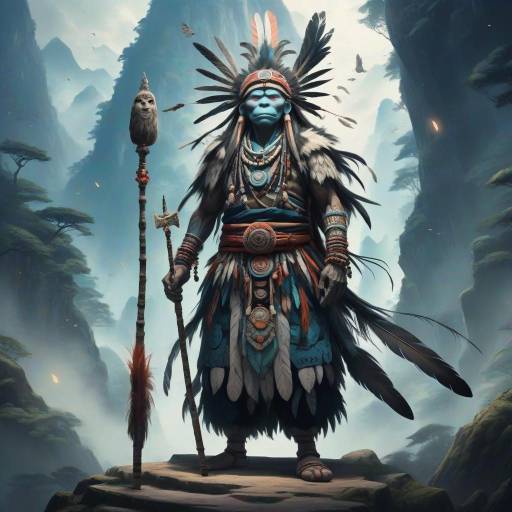 Fearless Shaman in Sacred Mountain Shrine