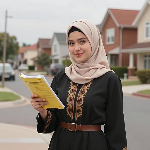 Chic Adult Costume in Suburban Setting