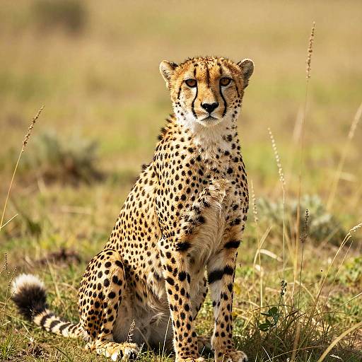 Alert Cheetah in Sunlit Meadow