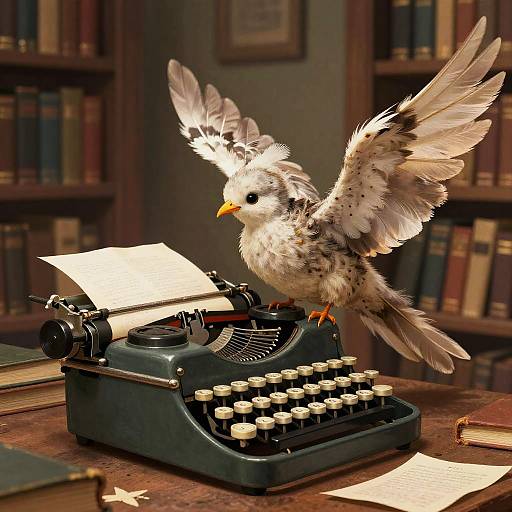 Whimsical Vintage Typewriter Creature