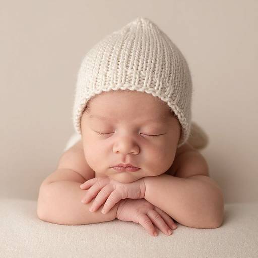 Adorable Newborn Boy in Knitted Hat
