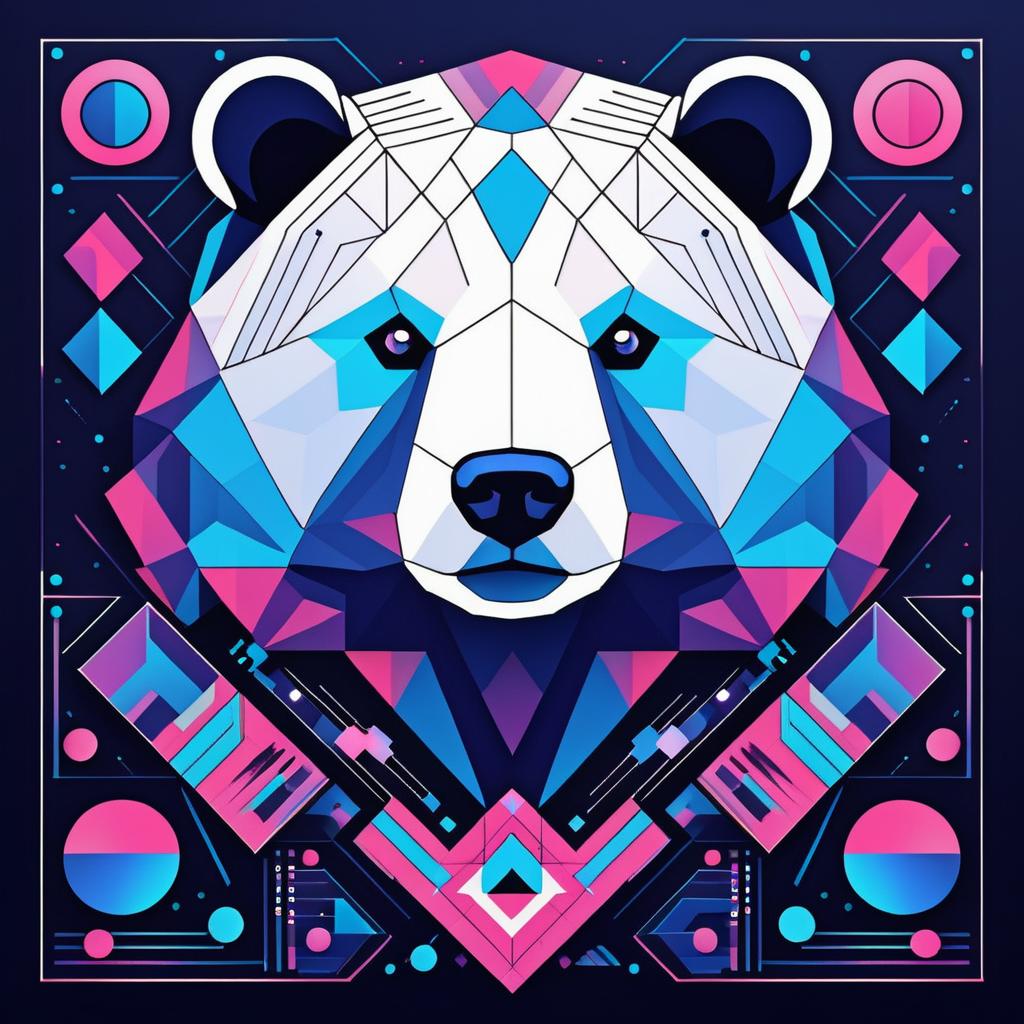 Geometric Bear Synth Art Design