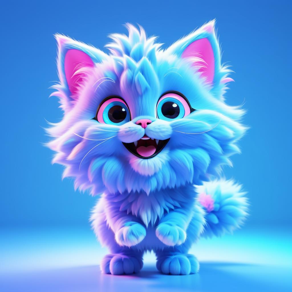 Playful Pixar Style Fluffy Kitten Render