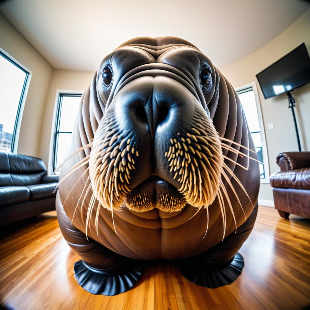 Goofy Walrus Portrait with Fisheye Lens