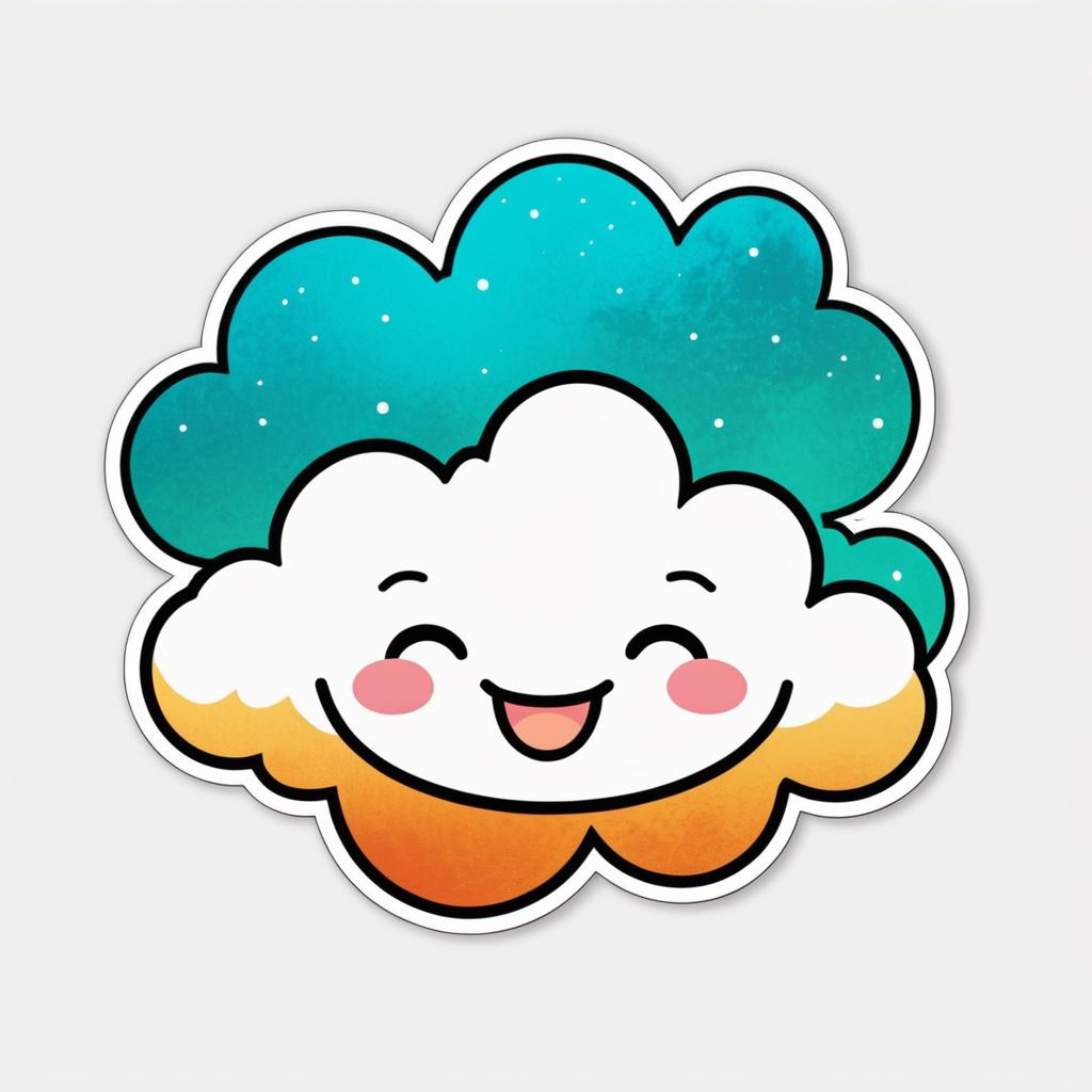 Kawaii Smiling Cloud Sticker Illustration