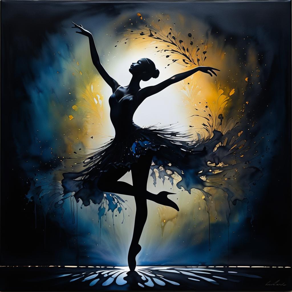 Elegant Dancer Silhouette in Dreamy Darkness