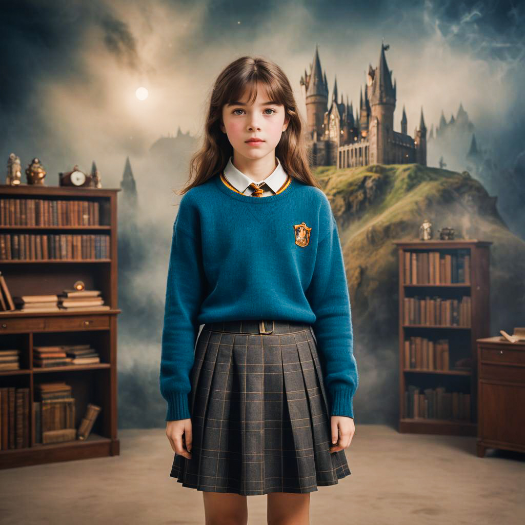 Surrealist Schoolgirl in Harry Potter Style